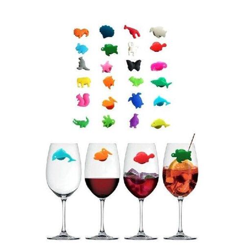 Wine Glass Markers Set of 24 Marine Terrestrial Animals