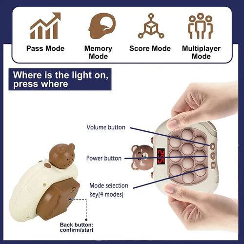 Pop Light Fidget Game Quick Push Bubble Game Portable Handhe