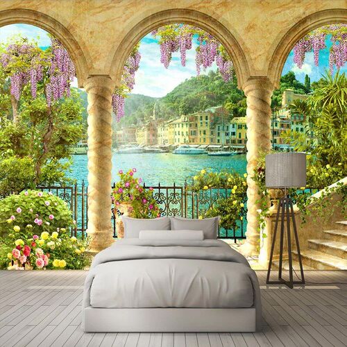 Custom Wallpaper Murals 3D Stereo Space Arch Balcony Landsca
