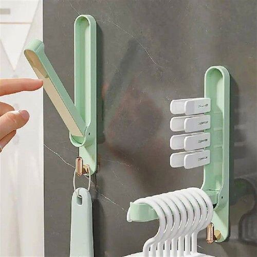 2Pcs 21.4cm Folding Hanger Holder With Back Clothes Hanger