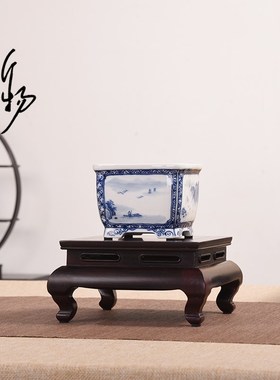 红木紫光檀长方盆景花瓶茶壶明式底座茶空间装饰木质高端摆件托架