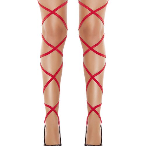 Sexy Women Bandage Fishnet Stockings Thigh-High Studded Thig