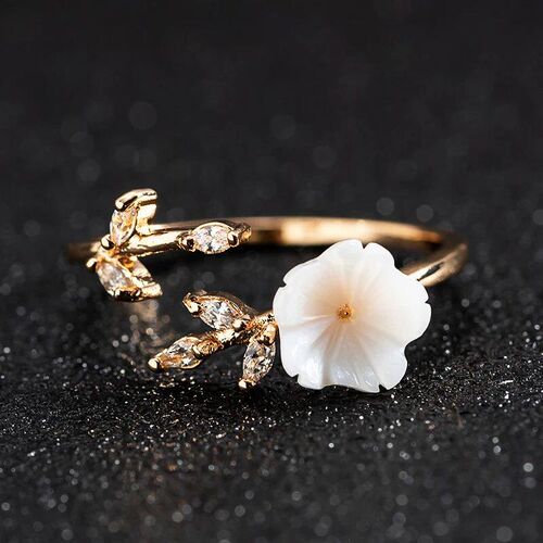 New Arrival Flowers Crystal Adjustable Wedding Rings For Wom
