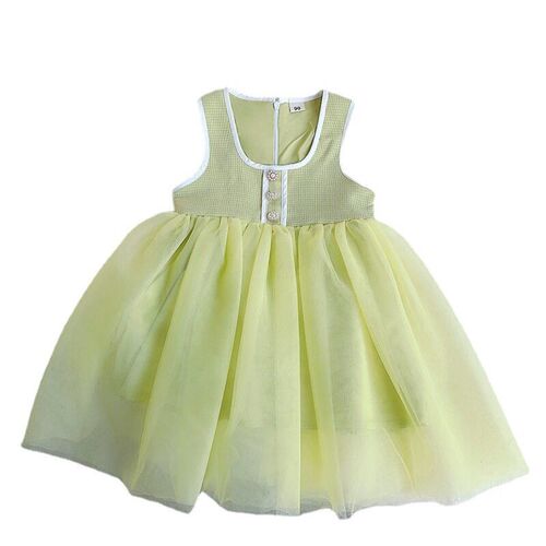 Girls Dress Spring New Baby Girl Vest Dress Mesh Fashion Chi