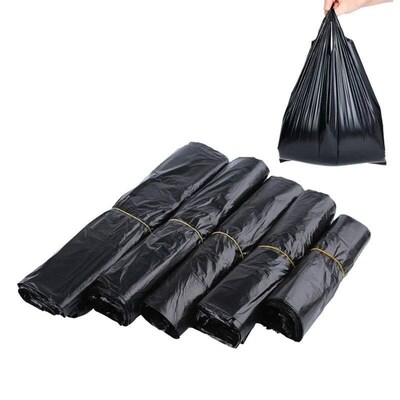 80pcs Thickened Black Plastic Bag Vest Storage Bag Takeaway