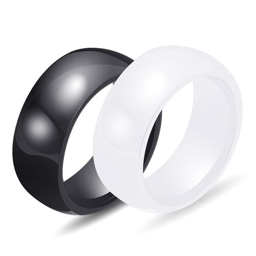 Black and white ceramic ring transfer ring simple men and wo