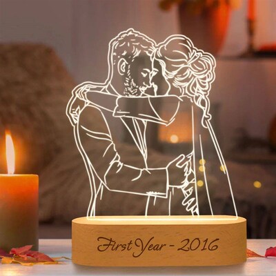 Personalized Gift Photo 3D Lamp Customized Wedding Anniversa