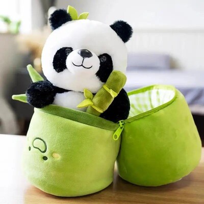 25 40CM Kawaii Bamboo Tube Panda Set Plush Pillow Doll Toy C