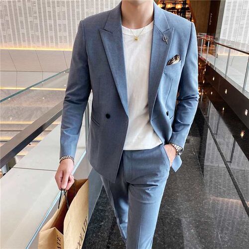 Small Suit Mens Casual Suit Two-Piece Youth Fashion One But