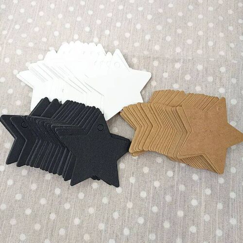 Five-pointed Star Kraft Paper Tags White Black Brown Label L