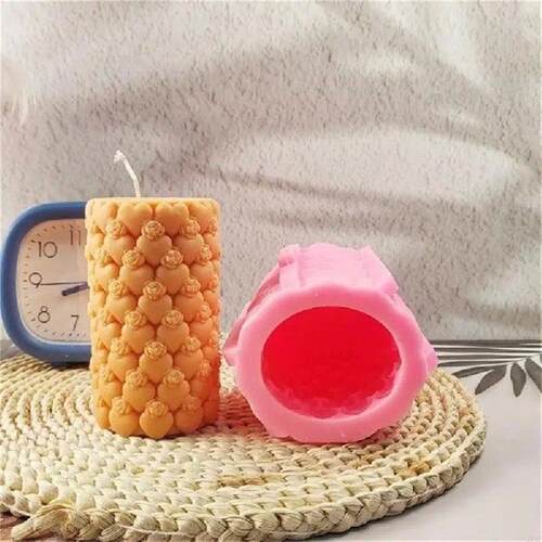 H7BF Rose Heart Cylinder Silicone Molds Soap Making Molds