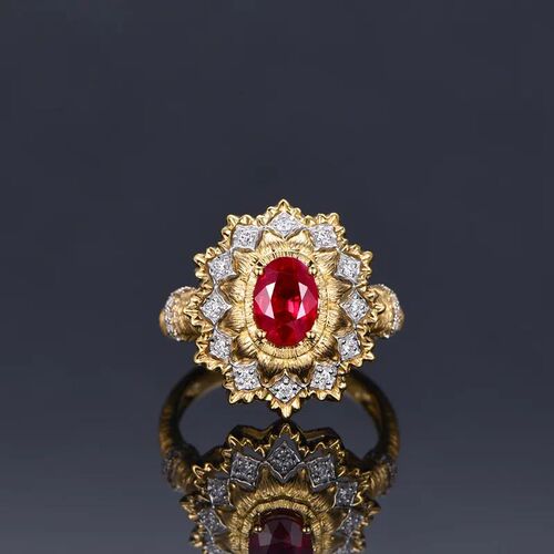 14K Gold Ruby Ring for Women Fine Anillos De Red Ruby Gemsto