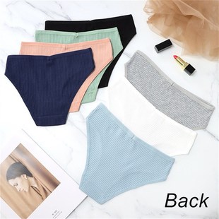 12Pcs/Pack Lady Underwear for Women Ribbed Cotton Briefs Sol