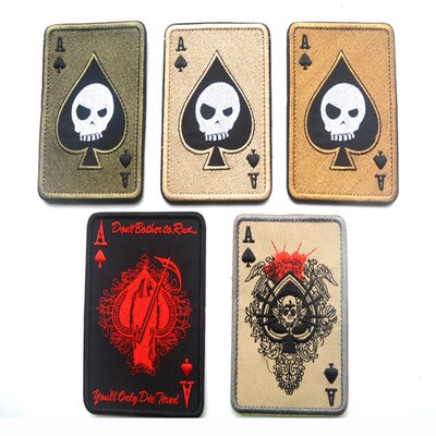 Death Card Poker Ace of Spades Patches Embroidery Tactical P