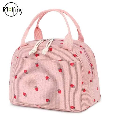 Corduroy Lunch Bag Thermal Insulation Lunch Box Storage Hand