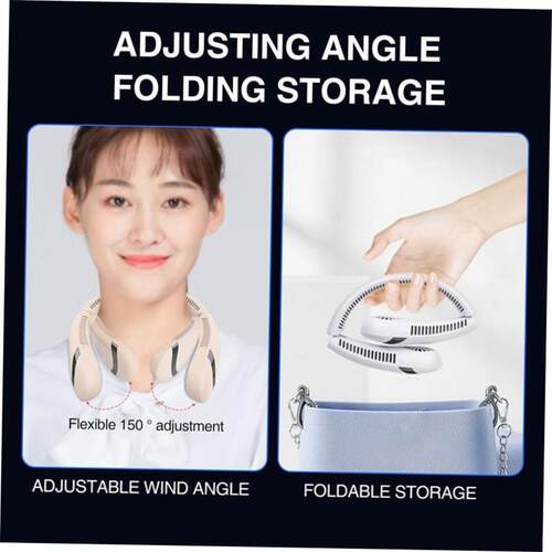 5000mAh Portable Folding Bladeless Hanging Neck Fan USB Rech