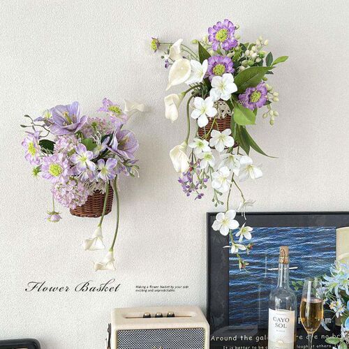 Rattan Flower Basket Artificial Flower Hanging Wall