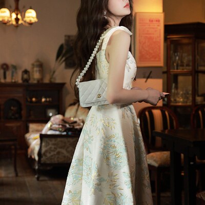 French Style Evening Dress Elegant V-Neck Slim A-Line Prom D