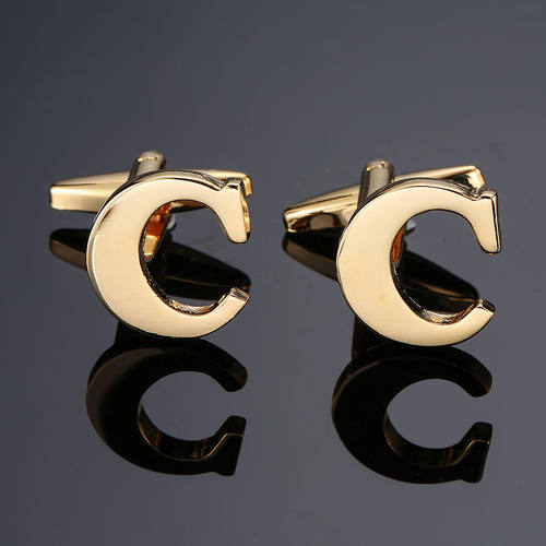 DY New high quality gold letters A-Z name Cufflinks men Fren