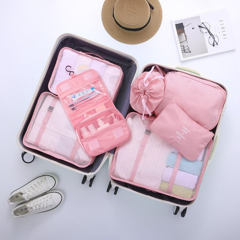 7PCS Compression Packing Cubes Travel Luggage Organizer bag - 实物图