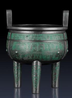 纯黄铜鼎摆件青铜器铜鼎工艺品办公室招财礼品青铜鼎客厅装饰摆件