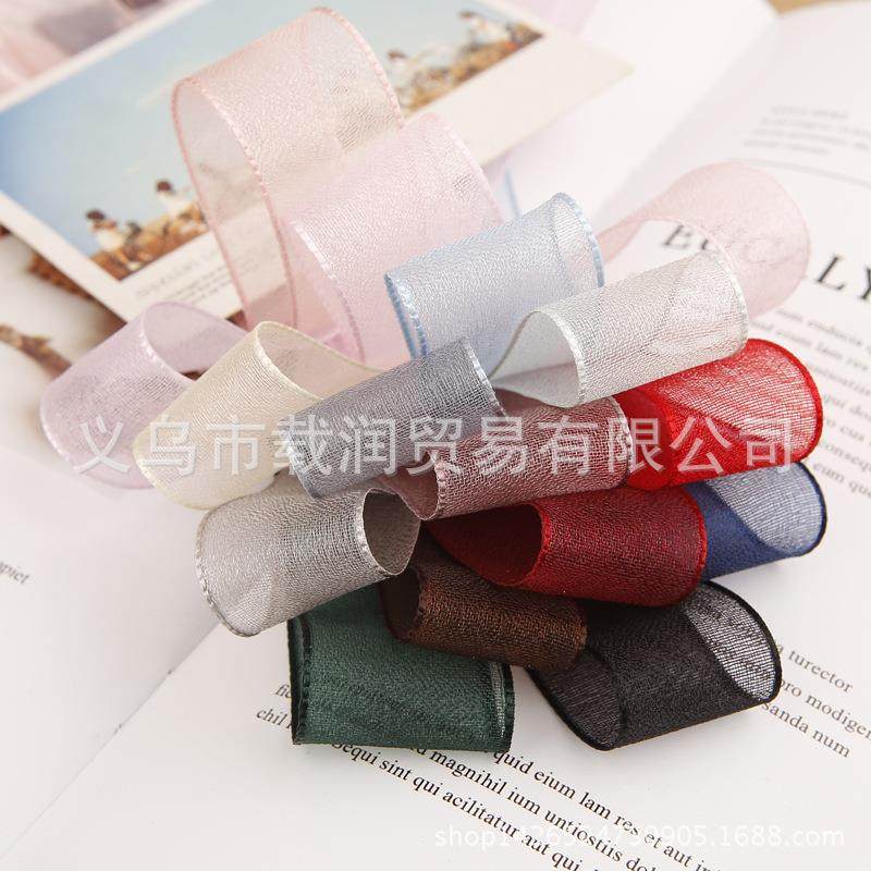 花网雪纱带 蝴蝶结发饰服装婚庆挂件蛋糕礼盒包装硬网透明纱织带