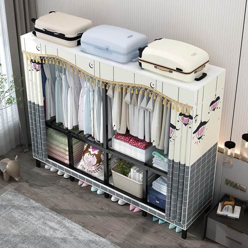 新款免安装折叠衣柜加固加粗钢管家用卧室宿舍出租房简易收纳衣橱