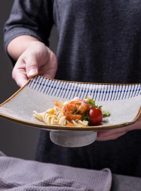 xyt陶瓷高脚四方盘子菜盘寿司盘甜品盘饺子盘水果沙拉盘汤盘餐厅