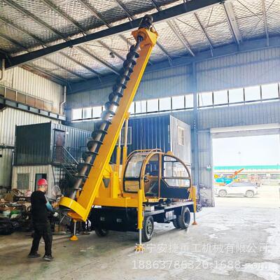 轮式电动地基打桩机 滑移定位民房地基钻孔机 下钢筋笼螺旋打桩机