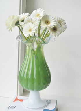 中古侘寂风拼色风灯插花花器玻璃花瓶家居水养花装饰客厅玄关摆件