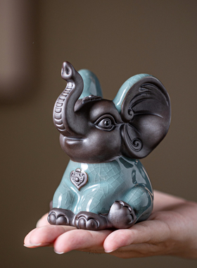 陶瓷大象摆饰小号一对招财家居客厅酒柜办公室桌面茶桌装饰吉祥物