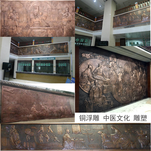 定做铜浮雕中医文化李时珍华佗长城清明上河图校园文化纯紫铜板画