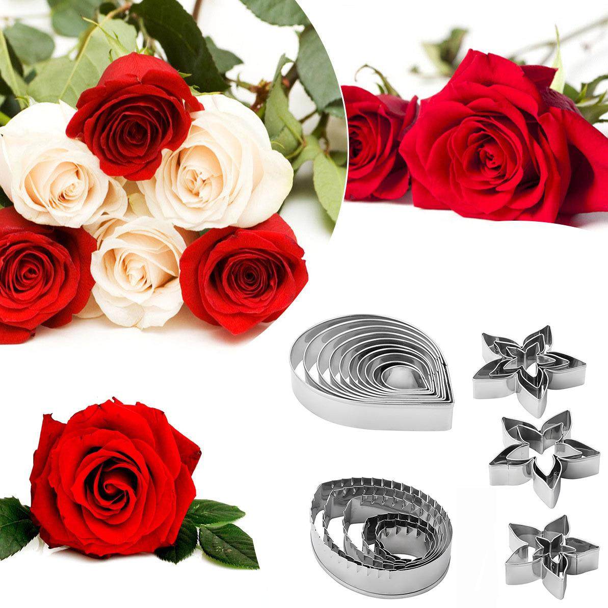 翻糖糖花切模 玫瑰花花瓣叶子花萼23件套套装 蛋糕工具新品