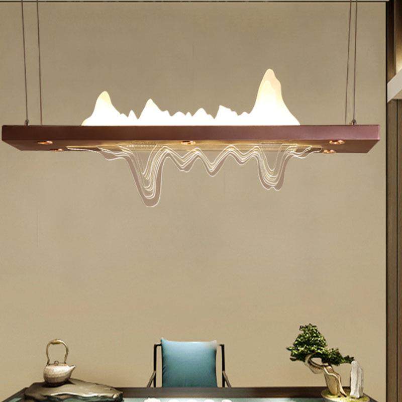 茶室餐厅吊灯新中式客厅长方形山水古典别墅书房禅意餐厅桌前台灯,家装灯饰光源,智能吊灯,淘宝优惠券,粉丝福利购,淘宝优惠卷