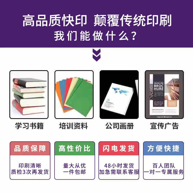 打印资料彩色黑白快印文件印刷成书籍装订成册服务网上彩印复印店