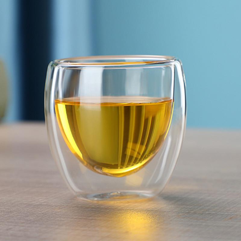 双层玻璃杯高硼硅耐高温蛋形咖啡杯 透明隔热100ml80ml茶水杯