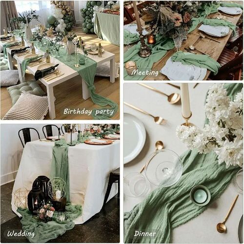 10Pcs Cheesecloth Table Runner Boho Gauze Table Runner 40x27