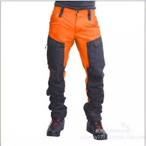 Mens Fashion Patchwork Pants Slim Fit Multipocket Casual Wor