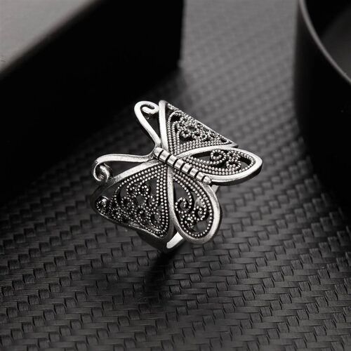 Vintage Silver Color Butterfly Ring For Women Versatile Fash