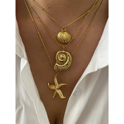Perisbox Minimalist Starfish Stripe Conch Scallop Shaped Pe