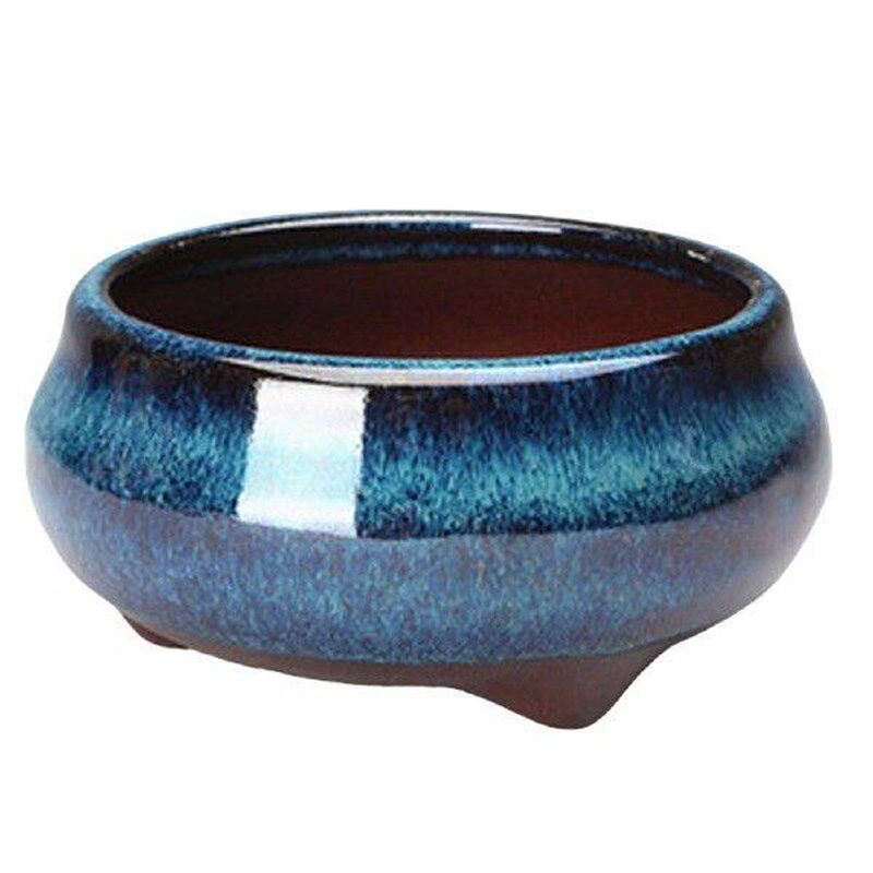 Ceramic Planter Pot Round Glazed Thick Artistic For Offices - 实物图