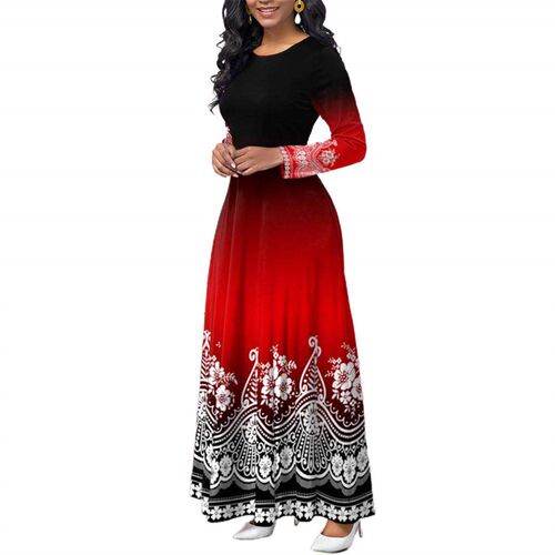 Lady Long Dresses for Women Party Gradient Color Slim Vestid