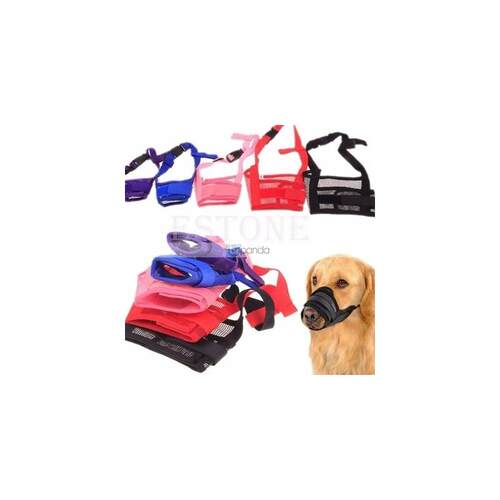 Pet Dog Adjustable Mask Bark Bite Mesh Mouth Muzzle Groomi