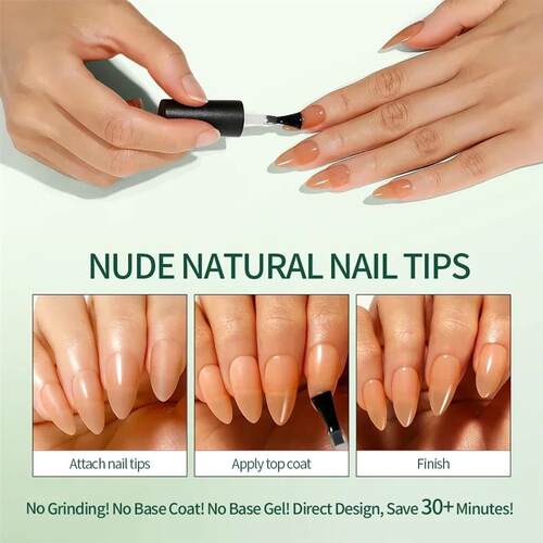 Nailpop 3-IN-1 Nude Natural Soft Nail Tips Set 140PCS Skin T