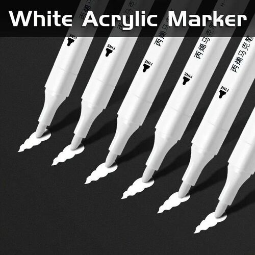 5pcs White Acrylic Marker,Permanent Pen Art Supplies for Bla