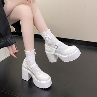 Fashion White Platform Pumps for Women Super High Heels Buck