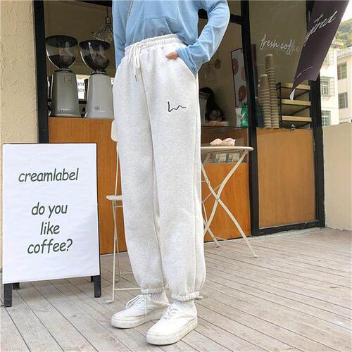 Fashion Women Hip Hop Set High Waist Baggy Sweatpants Runnin