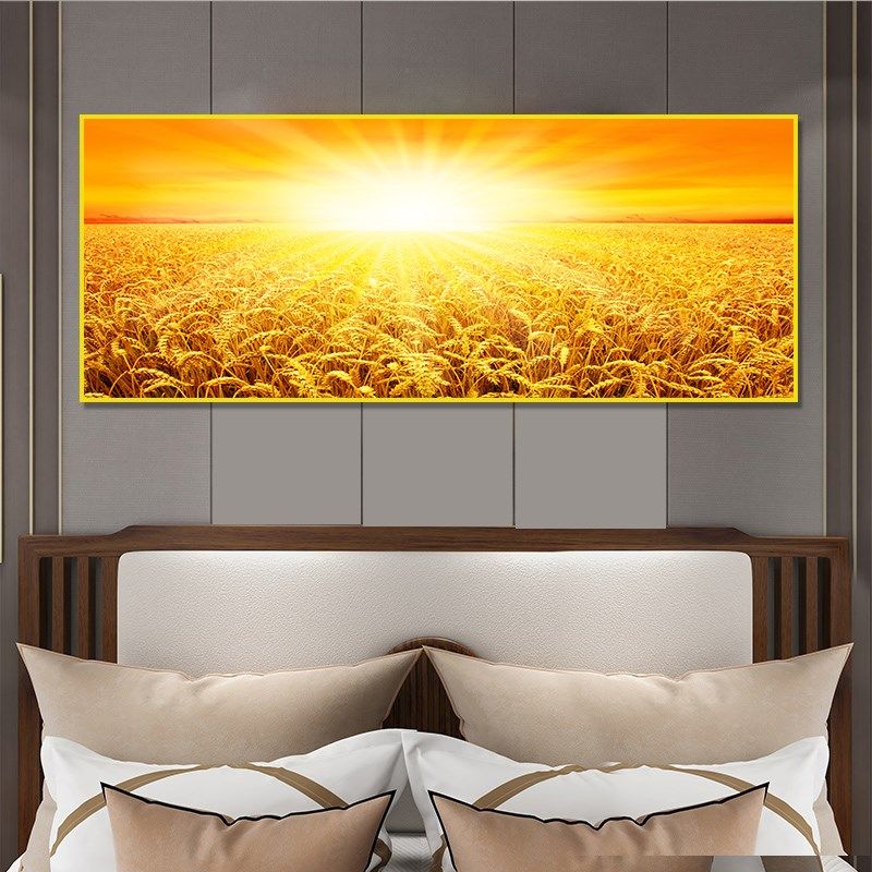 丰收客厅麦田风景装饰画日出金色田园挂画餐厅沙发墙壁麦穗太阳,家居饰品,现代装饰画,淘宝优惠券,粉丝福利购,淘宝优惠卷