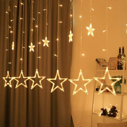 Star Curtain Lights, 12 Stars 138 LED Star String Lights, Wi
