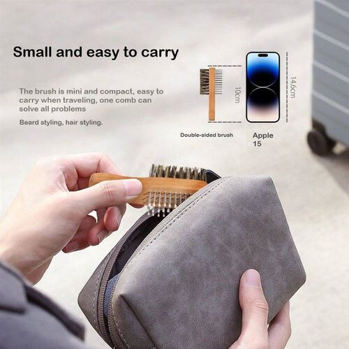 Portable Mini Double-sided Comb Bristle Brush With Nylon Tee